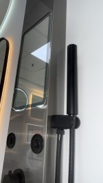 Panel de Dus cu Efect de Ploaie si Jeturi cu masaj, Oglinda LED Incorporata, Argintiu Periat - imagine 5
