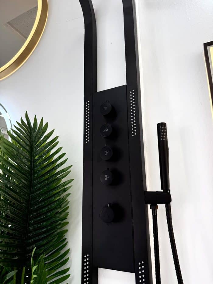 Panel de Duș cu Hidromasaj, 4 Funcții, Inox 304, Negru Mat, 140 cm - imagine 5