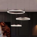 Lustra LED Cilia Suspendata 96W, cu Telecomanda, 3 Tipuri de Lumina, Intensitate Dimabila, Maro - imagine 4