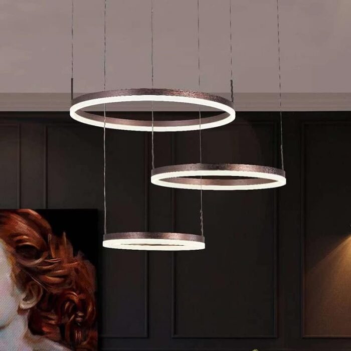 Lustra LED Cilia Suspendata 96W, cu Telecomanda, 3 Tipuri de Lumina, Intensitate Dimabila, Maro - imagine 4
