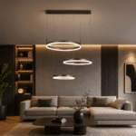 Lustra LED Cilia Suspendata 96W, cu Telecomanda, 3 Tipuri de Lumina, Intensitate Dimabila, Maro - imagine 3