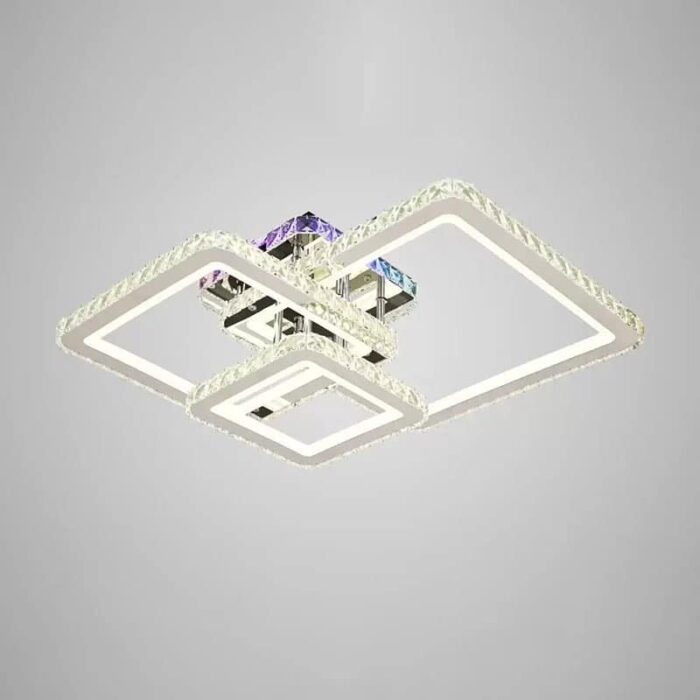 Lustra LED Cristal RGB cu Telecomanda 106W Dimabila, Argintiu - imagine 4