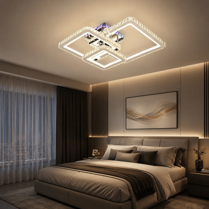 Lustra LED Cristal RGB cu Telecomanda 106W Dimabila, Argintiu - imagine 2