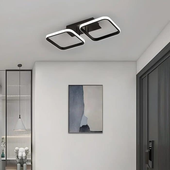 Lustra LED VERTEX Grid Patrate Paralele, 48W cu Telecomanda, 2 Patrate Lumina Rece/Calda/Neutra, Negru - imagine 3