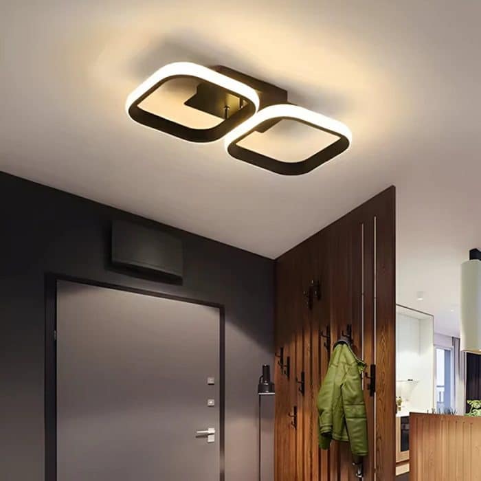 Lustra LED VERTEX Grid Patrate Paralele, 48W cu Telecomanda, 2 Patrate Lumina Rece/Calda/Neutra, Negru - imagine 4