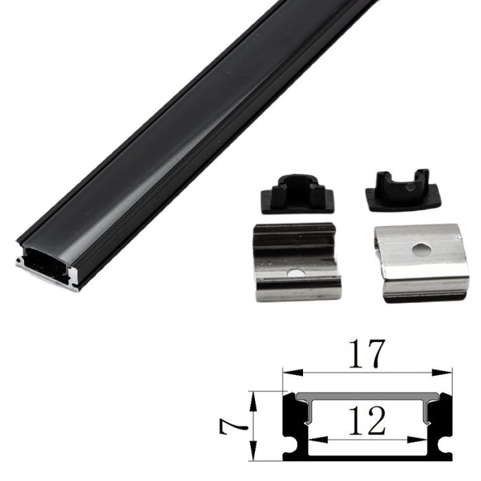 Profil Aluminiu Negru 2m Plat 17x7mm