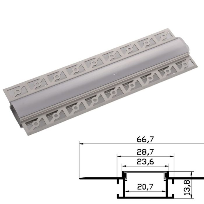Profil Aluminiu pentru Rigips 1m mijloc 66.7x13.8mm