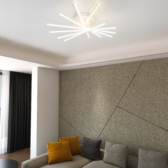 Lustra LED Lozano, cu Telecomanda, 3 Tipuri de Lumina, Intensitate Reglabila, 125W, Alb