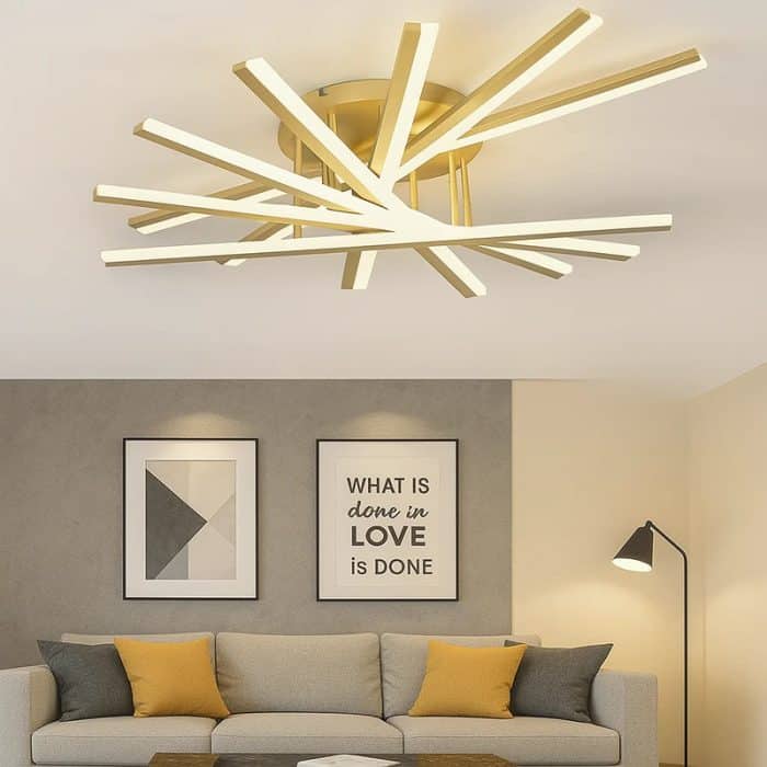 Lustra LED Vader, cu Telecomanda, 3 Tipuri de Lumina, Intensitate Reglabila, 125W, Auriu - imagine 2