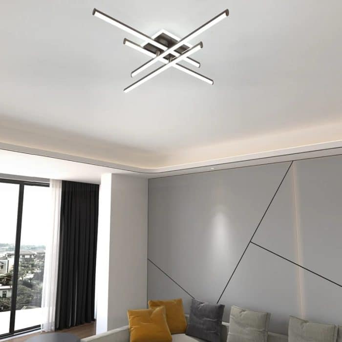 Lustra LED, Model FX60332-4L+1, cu Telecomanda, 3 Tipuri de Lumina, Intensitate Reglabila, 69W, Maro - imagine 2