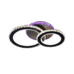 Lustra LED ZAFINA RGB, 106W, 2 Cercuri Cristal, Dimabila, 3 Tipuri de Lumina, Cu Telecomanda, Negru - imagine 3