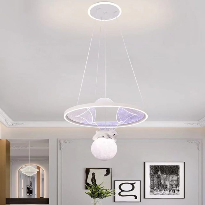 Pendul LED Model 5152, 164W, cu Telecomandă, 3 Tipuri de Lumină, Intensitate Reglabilă, Înălțime Ajustabilă, Gri