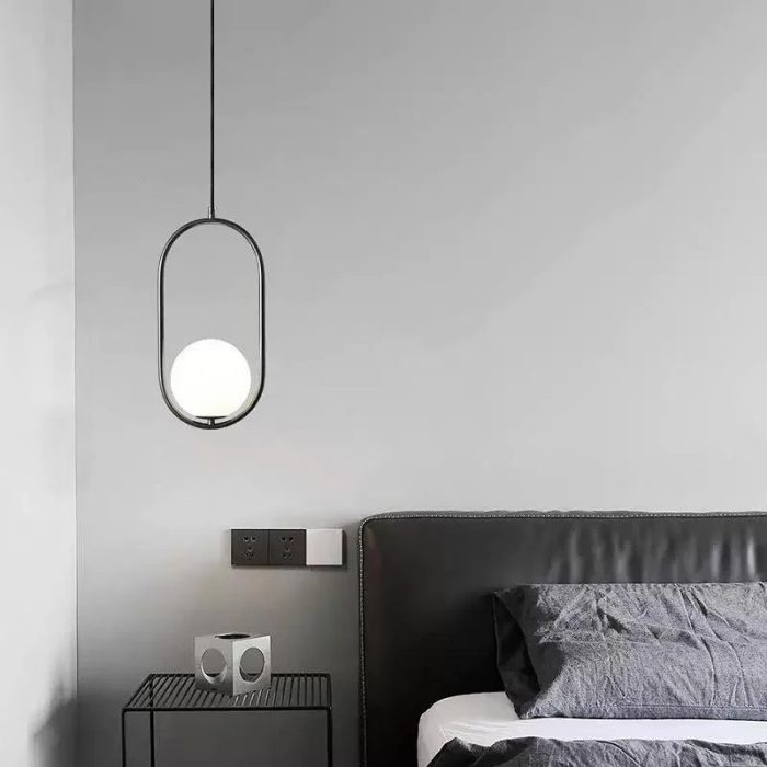 Pendul , Model ZM81, cu Abajur, 1 X E14, Inaltime Reglabila, Negru (2)