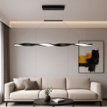Lustră LED Modernă cu Telecomandă 38W, Lungime 100cm, Design Suspendat Reglabil, 3 Tipuri de Lumină 3000K-4000K-6500K, Negru