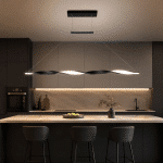 Lustră LED Modernă cu Telecomandă 38W, Lungime 100cm, Design Suspendat Reglabil, 3 Tipuri de Lumină 3000K-4000K-6500K, Negru - imagine 3