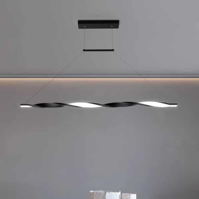 Lustră LED Modernă cu Telecomandă 38W, Lungime 100cm, Design Suspendat Reglabil, 3 Tipuri de Lumină 3000K-4000K-6500K, Negru - imagine 4