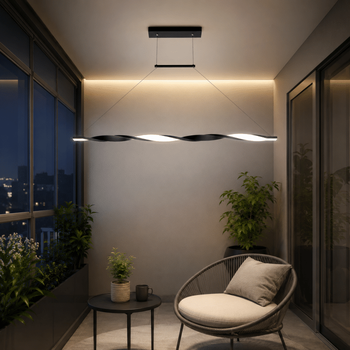 Lustră LED Modernă cu Telecomandă 38W, Lungime 100cm, Design Suspendat Reglabil, 3 Tipuri de Lumină 3000K-4000K-6500K, Negru - imagine 2
