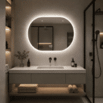 Oglinda LED 80x60 cm , Senzor Miscare Premium - 3 Tipuri de Lumina, Dimabila, Ceas & Temperatura, Dezaburire