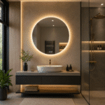 Oglinda LED 70x70 cm, Senzor Miscare Premium - 3 Tipuri de Lumina, Dimabila, Ceas & Temperatura, Dezaburire - imagine 4