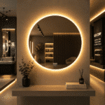 Oglinda LED 80x80 cm, Senzor Miscare Premium - 3 Tipuri de Lumina, Dimabila, Ceas & Temperatura, Dezaburire - imagine 3