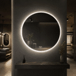 Oglinda LED 80x80 cm, Senzor Miscare Premium - 3 Tipuri de Lumina, Dimabila, Ceas & Temperatura, Dezaburire - imagine 4