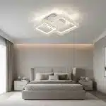 Lustră LED RGB, LED Colorat, cu Telecomandă, 72W, Lumină Reglabilă 3000K–6500K + RGB, Design Pătrat cu Cristale, Alb - imagine 3