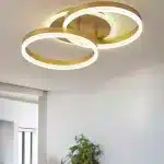 Lustră LED cu 2 Cercuri, 90W, Telecomandă 2.4G, Lumină Reglabilă 3000K–6500K, Ø70 cm, Auriu Periat - imagine 4
