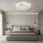 Lustră LED RGB, LED Colorat, cu Telecomandă, 72W, Lumină Reglabilă 3000K–6500K + RGB, Design Pătrat cu Cristale, Alb - imagine 5