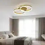 Lustră LED cu 2 Cercuri, 90W, Telecomandă 2.4G, Lumină Reglabilă 3000K–6500K, Ø70 cm, Auriu Periat - imagine 5