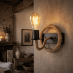 Aplică de Perete Rustic cu Frânghie Decorativă, Soclu E27 - imagine 2