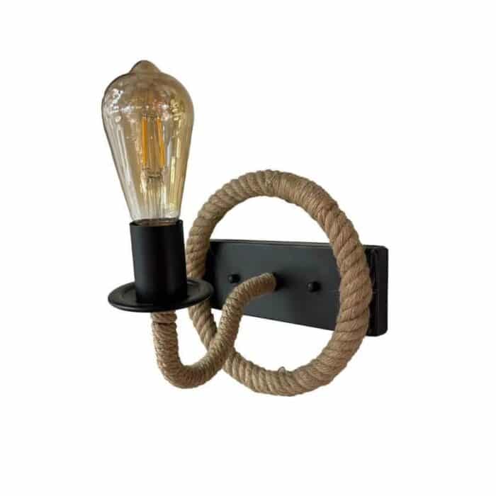 Aplică de Perete Rustic cu Frânghie Decorativă, Soclu E27 - imagine 3