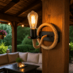 Aplică de Perete Rustic cu Frânghie Decorativă, Soclu E27