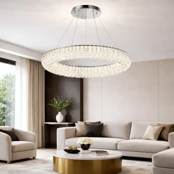 Candelabru LED Living, Model 78011-600, Textura Cristal, Metal, 90W, Argintiu - imagine 2