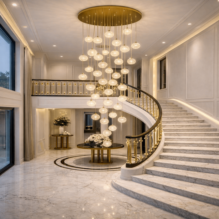 Candelabru LED Lux, Model H98022-30, Textura Cristal, Metal, 30 X G9, Auriu