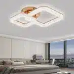 Lustra LED 2 Patrate, Cu Telecomanda 80W, 3 Tipuri De Lumina, Intensitate Reglabila,Auriu - imagine 2