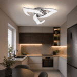 Lustra LED 3 Petale Crom Cu Telecomanda, 3 Tipuri De Lumina, Intensitate Reglabila, 60W, Crom