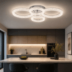 Lustra LED 4 Cercuri 120W, Cu Telecomanda, 3 Tipuri De Lumina, Intensitate Reglabila, Argintiu