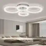 Lustra LED 4 Cercuri 120W, Cu Telecomanda, 3 Tipuri De Lumina, Intensitate Reglabila, Argintiu - imagine 2