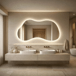 Oglindă LED Asimetrica Premium 140×80 cm, Touch, 3 Tipuri Lumină - Calda, Rece, Naturala - imagine 2