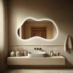 Oglindă LED Asimetrica Premium 140×80 cm, Touch, 3 Tipuri Lumină - Calda, Rece, Naturala - imagine 5