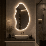 Oglindă LED Asimetrica Premium 60×100 cm, Touch, 3 Tipuri Lumină - Calda, Rece, Naturala