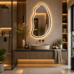 Oglindă LED Asimetrica Premium 60×100 cm, Touch, 3 Tipuri Lumină - Calda, Rece, Naturala - imagine 3