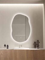 Oglindă LED Asimetrica Premium 60×90 cm, Touch, 3 Tipuri Lumină - Calda, Rece, Naturala - imagine 5
