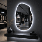 Oglindă LED Asimetrica Premium 60×90 cm, Touch, 3 Tipuri Lumină - Calda, Rece, Naturala - imagine 4