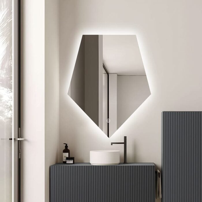 Oglindă LED Diamant Premium 80×90 cm, Touch, 3 Tipuri Lumină - Calda, Rece, Naturala, Dimabile - imagine 15