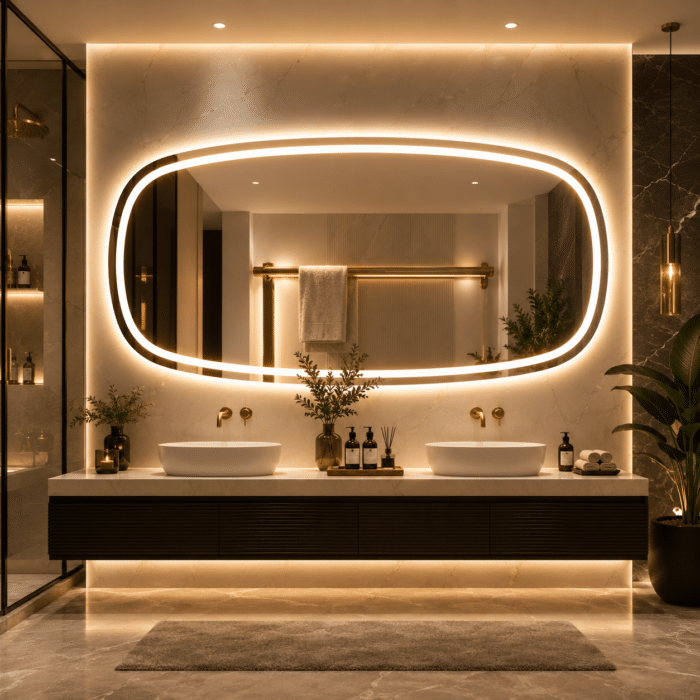 Oglindă LED Ovala Premium 150×85 cm, 3 Tipuri de Lumină - Calda, Rece, Neutra - imagine 2