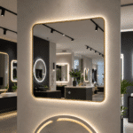 Oglindă LED Patrata Premium 80×80 cm, Rama Auriu, 3 Tipuri de Lumină - Calda, Rece, Neutra - imagine 3