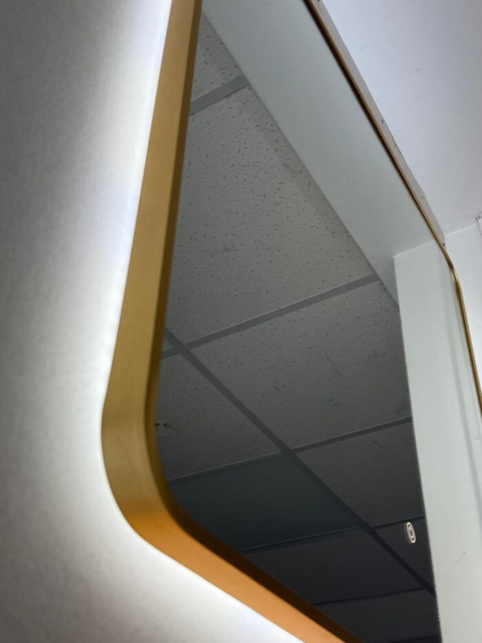 Oglindă LED Patrata Premium 80×80 cm, Rama Auriu, 3 Tipuri de Lumină - Calda, Rece, Neutra - imagine 5