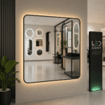 Oglindă LED Patrata Premium 80×80 cm, Rama Neagra, 3 Tipuri de Lumină - Calda, Rece, Neutra - imagine 3