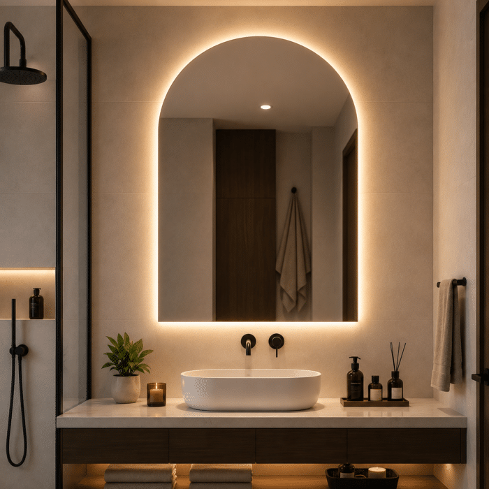 Oglindă LED Premium 75×80 cm, 3 Tipuri de Lumină - Calda, Rece, Neutra, Cu Buton Touch - imagine 2